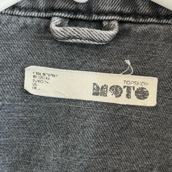 Topshop Moto Oversized Denim Jacket - Faded Black - Picture 4 of 4